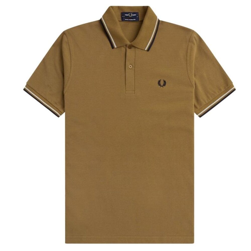 Fred Perry Mens Double Tipped Collar Polo Shirt / Brown/Brown